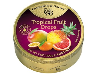 CAVENDISH AND HARVEY FILLED TROPICAL DROPS TIN 200G X9