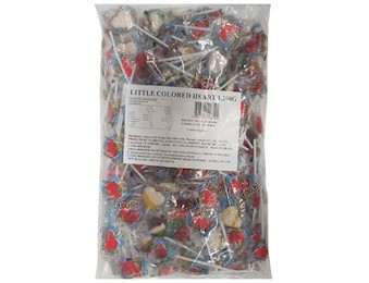 10c LITTLE COLOURED HEART LOLLIPOP 6G 2.5KG