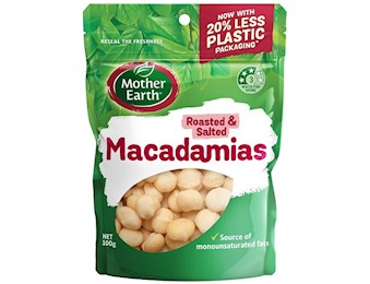 MOTHER EARTH ROASTED&SALTED MACADAMIAS 100G