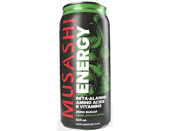 MUSASHI ENERGY GREEN APPLE SF CAN 500ML