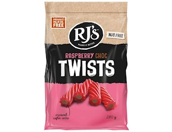 RJ'S RASPBERRY Chocolate TWISTS 280G