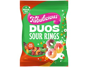 FABULICIOUS DUOS SOUR GUMMY RINGS 180G