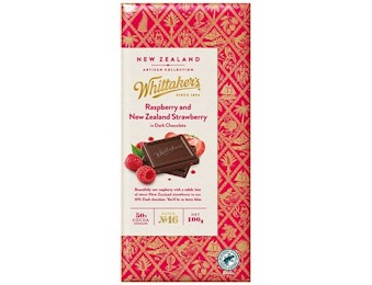 WHITTAKERS 50% COCOA RASP&STRAW100G